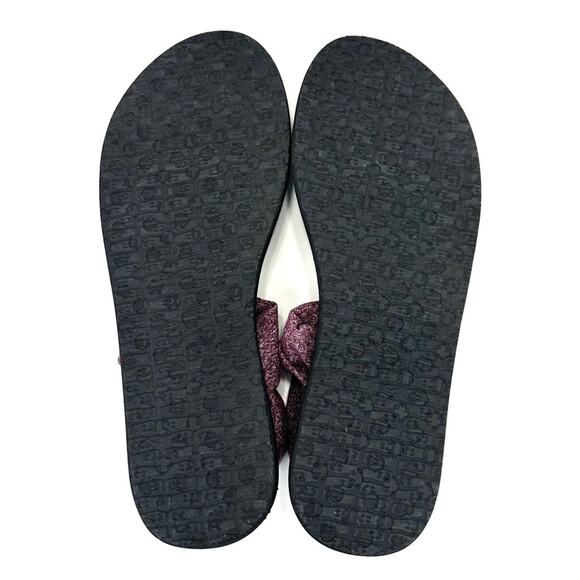 Sanuk Ella Women Yoga Foam Sandal Size 9 Burgundy Fabric Slingback Thong-Toe - Picture 8 of 10